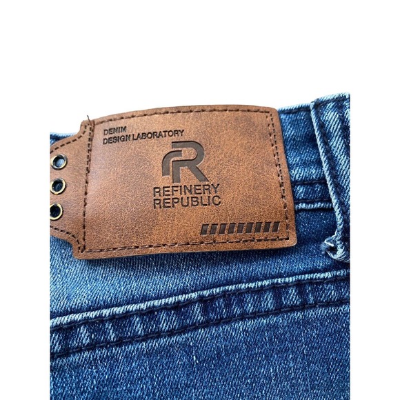 Refinery Republic Sz 34x30 Jeans Mens Denim Distressed Straight Whiskering Dark - Picture 7 of 10